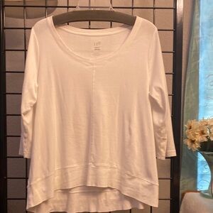 J. Jill white Asymmetrical 3/4 Sleeve Blouse